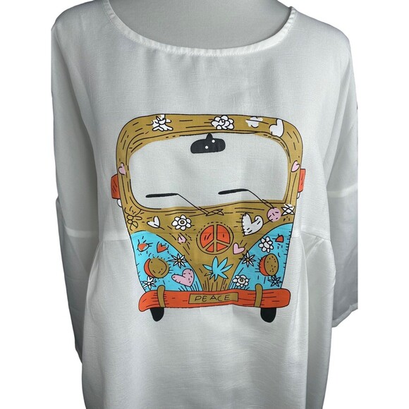 Peace Van Womens White Boho Unbranded Casual Tunic Top Size X-Large White - Picture 4 of 9